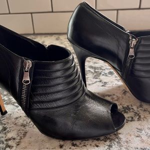 Manolo Blahnik peep toe black booties
